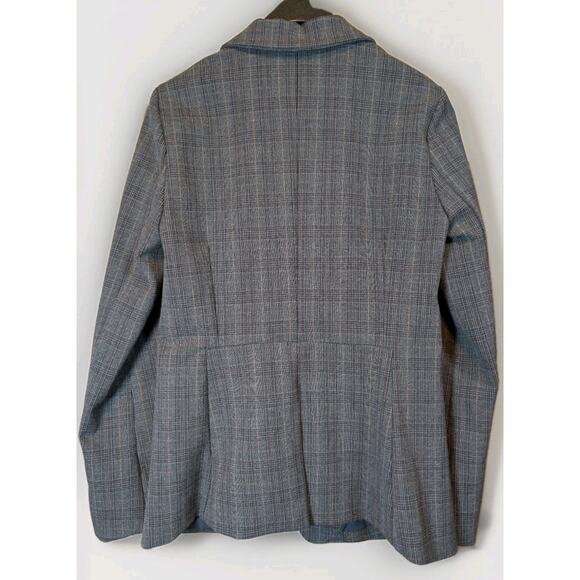 Vici Gray Plaid Mid Length Blazer Jacket One Button Two Pocket Women's S Office - Picture 8 of 8